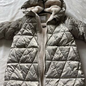 Zara Kids Metallic Quilted Puffer Jacket